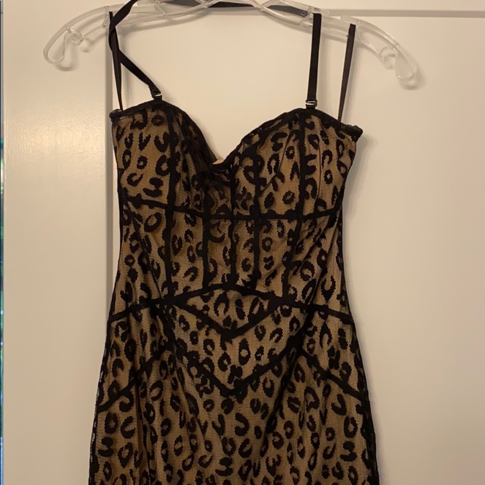 Bebe leopard lace cocktail dress